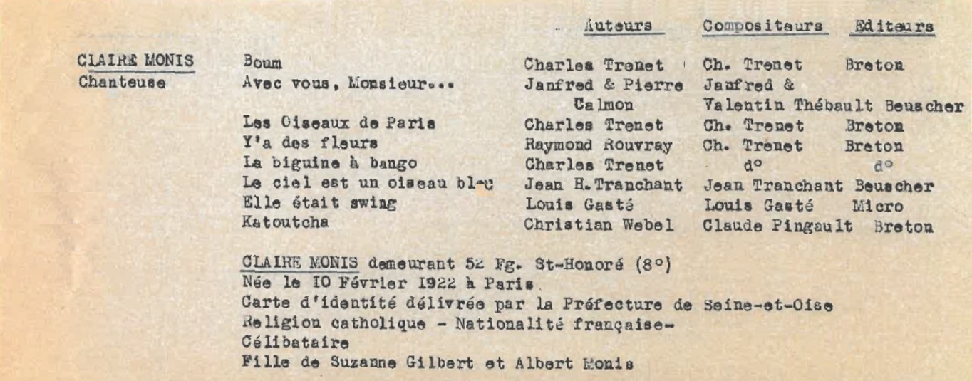 (extrait rapport police de la brigade mondaine)